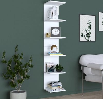 Gold - Boekenkast - Wandkast - Boekenrek - Wit - 30x35x180