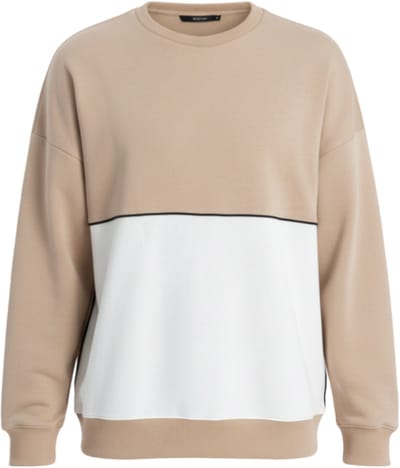 OMBRE Sweater - Katoen - Lange Mouw - Effen Beige L