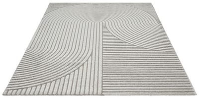 Vloerkleed Elio Japandi – Modern Design met Halve Cirkels in Grijs-140 x 200 cm