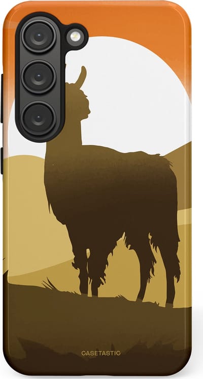 Casetastic Hoesje Geschikt voor Samsung S23 - Stijlvolle Beschermende Duo-layer Case - Silhouet Alpaca