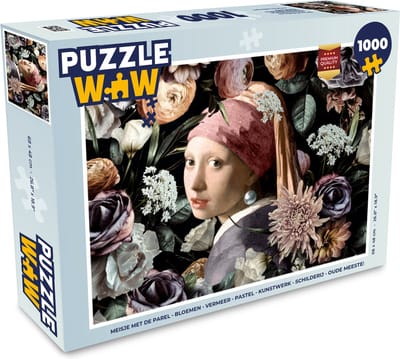 Puzzel Meisje met de parel - Bloemen - Vermeer - Pastel - Kunstwerk - Schilderij - Oude meesters - Legpuzzel - Puzzel 1000 stukjes volwassenen