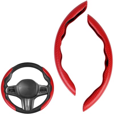 1 Paar Auto Stuurwielhoezen Booster Microvezel Leer Auto Interieur Decoratieve Accessoires Universeel Koolstofvezel Look
