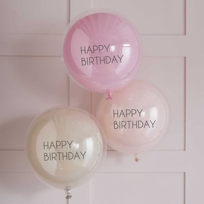 Ginger Ray - Ginger Ray - 3 Pink Double Layered Happy Birthday - 18 inch