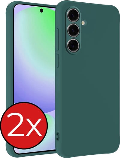 Hoesje - 2 Stuks - Geschikt voor Samsung Galaxy S24 FE - Sterk & Shockproof - Telefoonhoes - Back Cover - Case Siliconen - Telefoon Hoes - Donkergroen