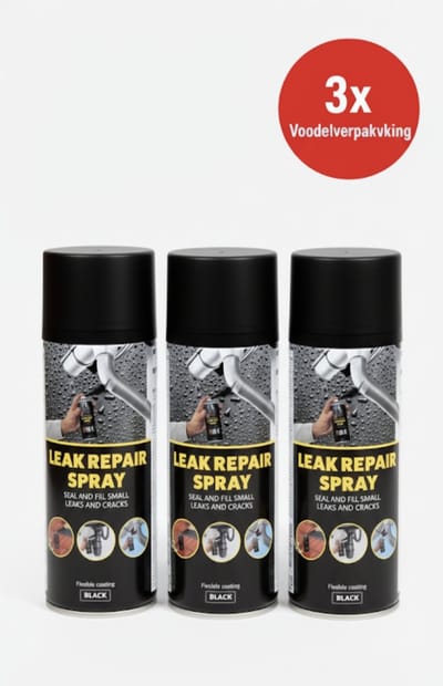 Leak Repair Spray – Voordeelverpakking 3 stuks – 400 ml per bus – Weerbestendige afdichtingsspray voor lekkages, scheuren & kieren – Flexibele coating – Overspuitbaar