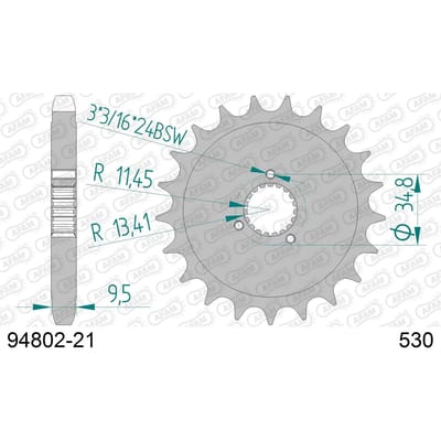 Stalen motortandwiel voor Afam 530 21 dents