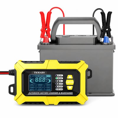 Acculader -Accu Druppellader - 12V/6A - Reparatiemodus - Druppellader - Accu Lader voor Auto / Motor / Scooter / Boot / Camper - Geel
