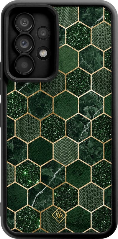 Casimoda® hoesje - Geschikt voor Samsung Galaxy A52 5G - Kubus Groen - Zwart TPU Backcover - Geometrisch patroon - Groen