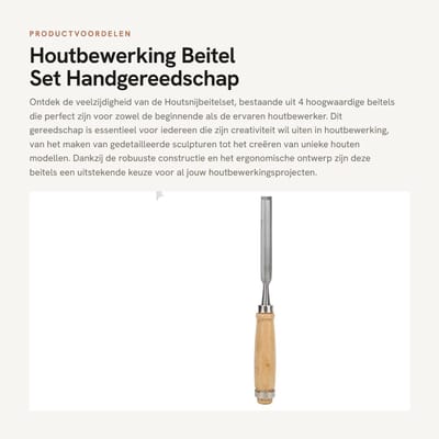 Dailygoods- Beitelset Houtbewerking 4PCS - Hoogwaardige Houten Handgreep - Scherpe Stalen Bladen - Duurzaam en Schokbestendig - Ergonomisch Ontwerp - Houtsnijbeitel
