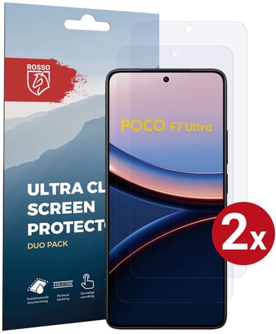 Rosso Screen Protector Geschikt voor Xiaomi Poco F7 Ultra | Ultra Clear Duo Pack | TPU Folie | Case Friendly Beschermfolie | 2 Stuks