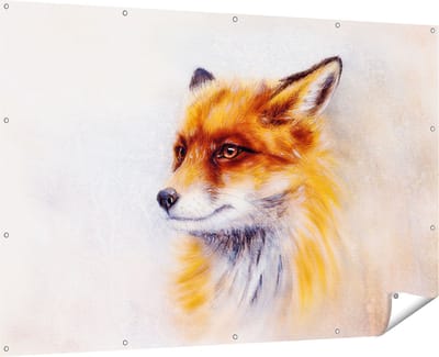 Gards Tuinposter Vos op Aquarel Getekend - Abstract - 180x120 cm - Tuindoek - Tuindecoratie - Wanddecoratie buiten - Tuinschilderij