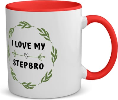 Akyol - i love my stepbro koffiemok - theemok - rood - Broer - liefste stiefbroer - verjaardag - cadeautje voor broer - broer artikelen - kado - geschenk - 350 ML inhoud
