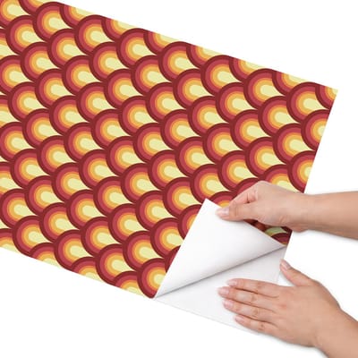 Coloray Meubel Wrap Folie - Geel Meubelfolie - 50x100 cm - Decoratiefolie Zelfklevend Retro patroon - Meubelfolie Zelfklevend - Retro Meubelfolie - Wrapfolie Keuken - Wanddecoratie - Achtergronden en patronen