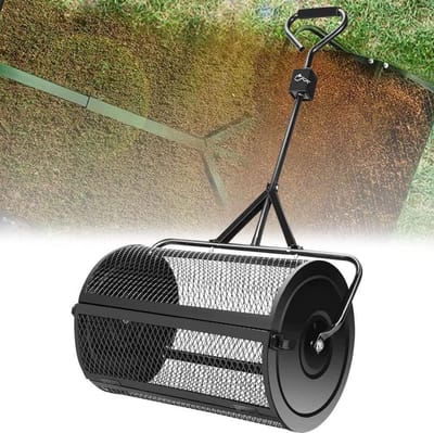 Compoststrooier - Gazonstrooier Tuinstrooier - Gazon Bemesten - Gegalvaniseerd Staal - 24 Inch - Zwart Groen