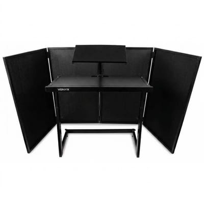 Vonyx Inklapbare DJ Booth voor de mobiele DJ bestaande uit meubel en scherm - Zwart