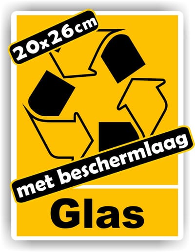 Jerma - Glas - Recycling - Sticker - 20 x 26 cm – Vinyl - Zelfklevend - Weerbestendig - Krasvrij