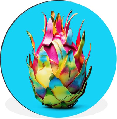 WallCircle - Wandcirkel - Muurcirkel - Drakenfruit - Blauw - Levendig - Aluminium - Dibond - 30x30 cm - Binnen en Buiten