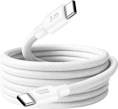 Usb C kabel - Usb C naar usb C - Oplaadkabel - Geschikt voor Samsung, macbook, laptop, iPhone, iPad, air pro plus pro max - 60w - Snelladen - Power delivery - Fast en quick charge - 3 meter - Wit