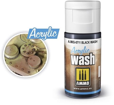 AMMO by Mig Jimenez Modelbouwdecoratie - MIG 0711 Acrylic Wash Black - 15ml Effecten potje