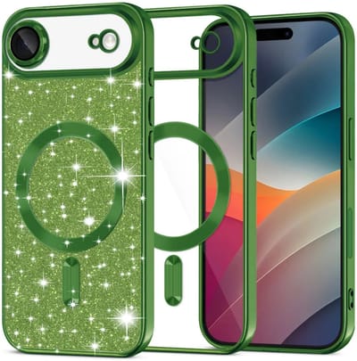 Hoesje geschikt voor Apple iPhone Air - Techsuit Luxury Glitter Back Cover - Geschikt voor MagSafe - Donkergroen