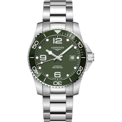 Longines Concas Duikserie Automatisch Mechanisch Uurwerk 300 Meter Waterbestendig Horloge 41 Mm Groene Wijzerplaat Roestvrijstalen Band L3.781.4.06.6 Regular Watch Box gray