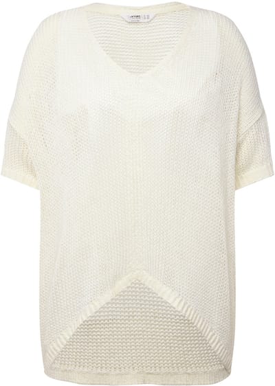 Angel of Style - Dames - Trui boxy fit grofgebreid V-hals lange mouwen - Sneeuwwit - Maat 44+