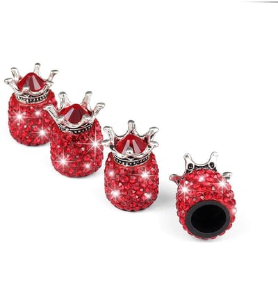 Dailygoods- Ventieldoppen met Strass - Set van 4 - Universeel - Zinklegering/Keramiek - Diameter 1,9 cm - Waterdicht/Stofdicht - Bandendoppen