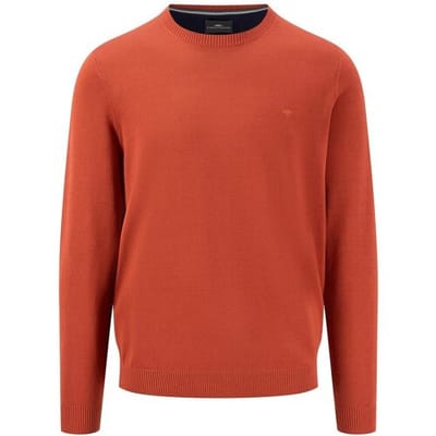 Fynch-Hatton Trui Ronde Hals Fine Knit Cotton Roest / male