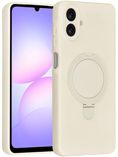 Backcover Hoesje Geschikt voor: Samsung Galaxy A07 Volledig Dekkende Schokbestendige Siliconen Backcover met Ringstandaard – 360° Bescherming - Antique White