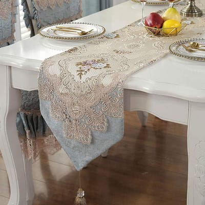 Lace Table Runner, met de hand geborduurd tafelloper, gevlochten zijtafelloper, met de hand geborduurd tafelloper, gevlochten zijtafelloper, kersttafelloper