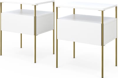 Vicco Mira Nachtkastje – Set van 2 Wit/Goud