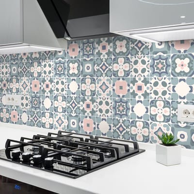 Zelfklevende tegelmuurstickers voor keuken en badkamer - 24 Javiera Azulejo tegelstickers - 24 stickers, 20x20cm