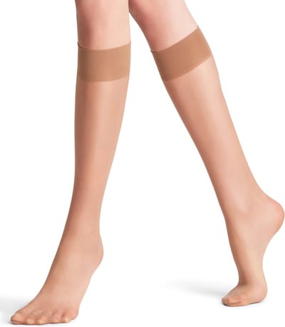 FALKE Seidenglatt eenkleurig materiaal Sheer 15 DEN kniekousen dames transparant - maat 35-38