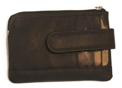 Oi zwart leren Sleutelbeursje met extra pasjesvakjes / sleuteletui met ruimte voor creditcards / soepel beursje met pasjesvakjes aan de buitenkant / RFID SAFE / zwart leer / 280