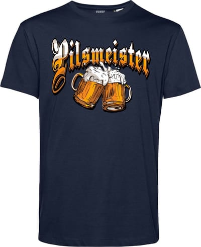 T-shirt Pilsmeister | Carnavalskleding heren dames | Oktoberfest | Foute Party | Navy | maat XS