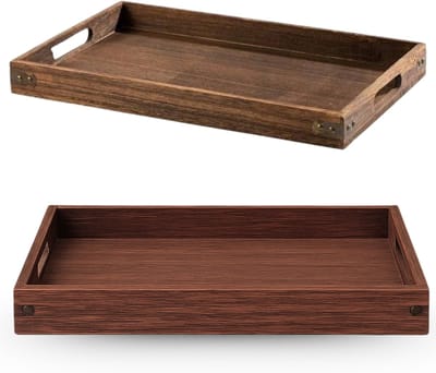 Lomera Dienblad Paulowniahout - Natuurlijk Nerfpatroon - Duurzaam Hout - Lichtgewicht Dienblad - Handgrepen Dienblad - Vergelijkbaar met Eiken - Trekt Niet Krom - Paulownia Hout - Decoratief Dienblad - Stevig Dienblad