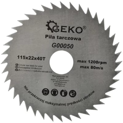 GEKO Cirkelzaagblad - Houtbewerking - 115 mm - 40 Tanden - Staal