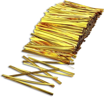 1000 stuks Twist Ties metallic bindbanden - gouden bindbanden voor zakjes - zakclips voor bakkerij snoepzakjes - koekjes chocolade - 89 cm .