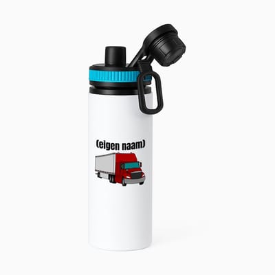 Hacebo® - rode vrachtwagen met eigen naam waterfles met draaidop blauw - Vrachtwagen chauffeur - vrachtauto chauffeurs - iemand die houdt van vrachtwagens - verjaardag - cadeau - kado - geschenk - water fles - 850ML