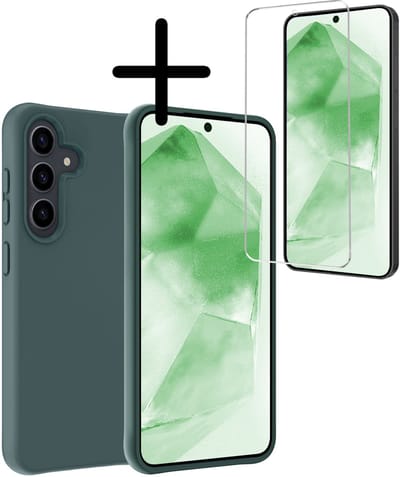 Hoesje Met Screenprotector - Geschikt voor Samsung Galaxy A56 - Sterk & Shockproof - Back Cover - Siliconen Case - Telefoon Hoes - Donkergroen