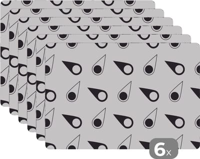 Placemat - Placemats kunststof - Kompas - Patronen - Reizen - 45x30 cm - 6 stuks - Hittebestendig - Anti-Slip - Onderlegger - Afneembaar