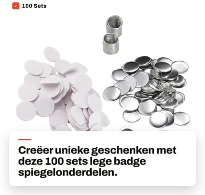 Dailygoods- Badge 100 Sets - DIY Knoppen - Spiegelonderdelen - Metalen Ringen - Herbruikbaar - Voor Geschenken/Souvenirs - Knop