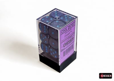 Chessex Kobalt Gespikkeld D6 16mm Dobbelsteen Set (12 stuks)