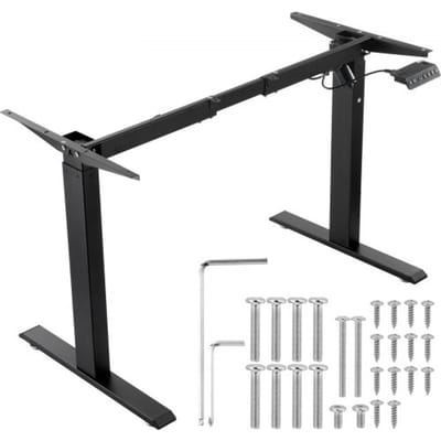 VEVOR Bureauframe, verstelbaar van 70-117 cm in hoogte en 95-158 cm in lengte, elektrisch tafelframe voor computerbureaus, ergonomische DIY-werkplekbasis voor thuiskantoor (alleen zwart frame)