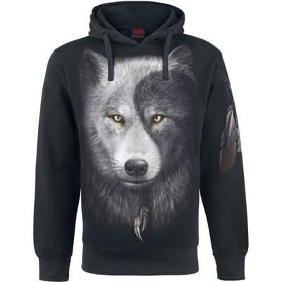 Spiral - Gothic Trui met capuchon - Wolf Chi - S tot XL - voor Mannen - zwart