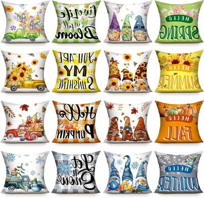 Seizoens Kussenslopen - Decoratieve Hoezen - Huis Decoratie - 16 Delige Set - 40x40 cm - Meerdere Kleuren