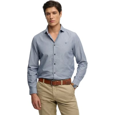Superdry Poplin Overhemd Met Lange Mouwen En Cut Away Kraag Blue Grootte: XL