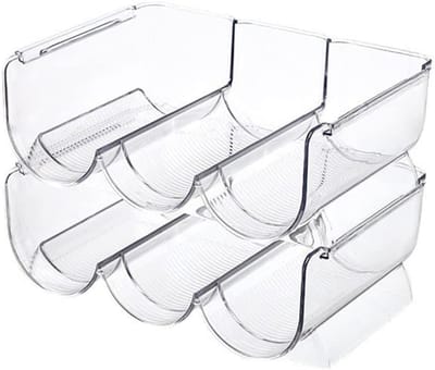 Famanu – Stapelbare bidonorganizer set van 2 – BPA-vrij flessenrek voor keukenblad en koelkast – Transparant