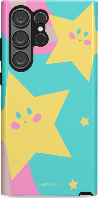 Casetastic Hoesje Geschikt voor Samsung S23 Ultra - Stijlvolle Beschermende Duo-layer Case - Roze Sterrenlicht