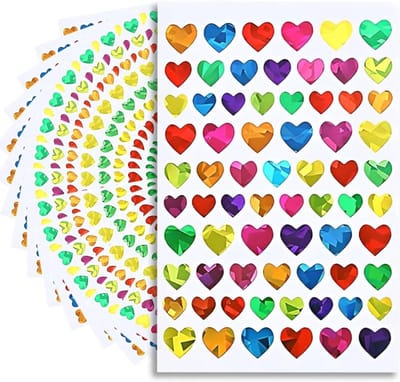Hartvormige stickers - Kleurrijke zelfklevende etiketten - Valentijnsdag decoratie